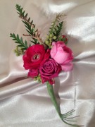 Prom boutonniere - deep pink roses