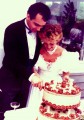 A wedding from a few years back, with a brown wedding cake