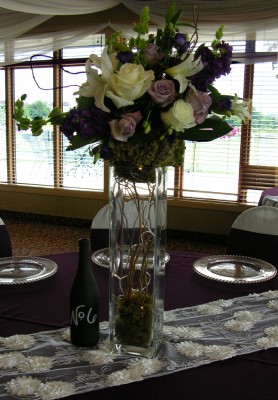 Tall - hydrangea, roses, Bells of Ireland