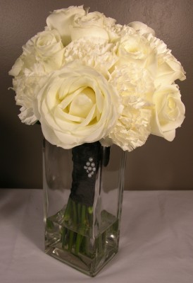 Christine's Bridesmaids' - white roses and carnations (April) - $70