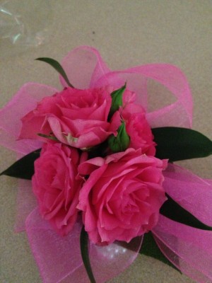 Hot pink rose and black ribbon