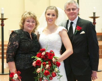 Emily and parents - bouquet, wristlet, boutonniere