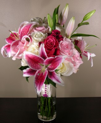 Shari's [July] bouquet - lilies and roses