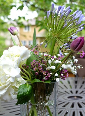 Hydrangea, agapanthus, tulips