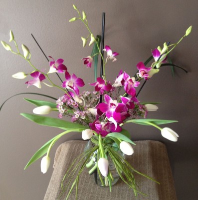 Valentine's Bouquet - orchids and tulips