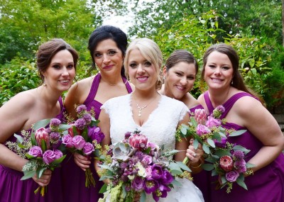 Jamie and bridesmaids, with toss