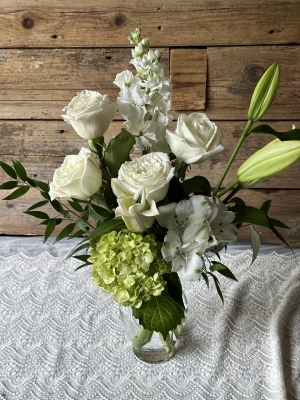 Roses, Hydrangea, and Stock