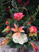 Hydrangea, roses, Asiatic and calla lilies