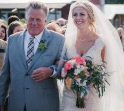 Bride and father of the bride - bouquet and boutonierre