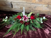 Low tabletop arrangement for Christmas