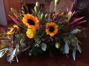 Fall - Sunflowers, ranunculus, lilies, seeded eucalptus, kangaroo paws