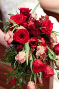 Emily - red roses, Baccara roses, tulips and ranunculus (February)