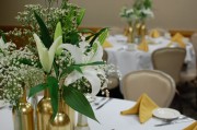 Centerpieces in gold bottles