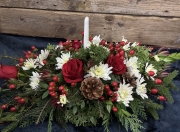 Category: Fresh Flower Arrangements
Album: Holidays
Picture: Holiday Centerpiece with Candle - ($85) Holiday Centerpiece with Candle - ($85)