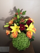 Hydrangea, roses, lilies, mums, hypericum