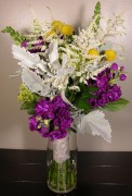 Karin's: stock, snap dragons, dusty miller, hydrangea (June)