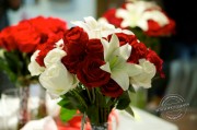 Kari's Bouquet: Red and White Roses, White Lily (March)