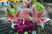 Stargazer lilies, roses, calla lilies, hydrangea ($85)