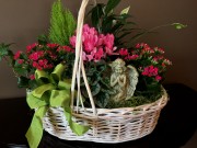 White sympathy basket and angel